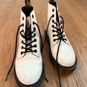 White Doc Martin Lace-Up Boots with Black Details